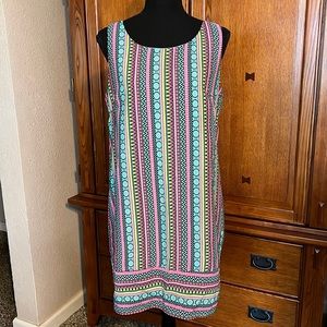 Pink Owl Teal, Pink & Lime Printed Dress